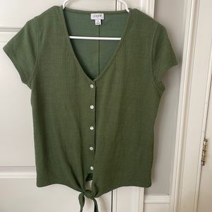 J. Cree Textured tie-front top- small